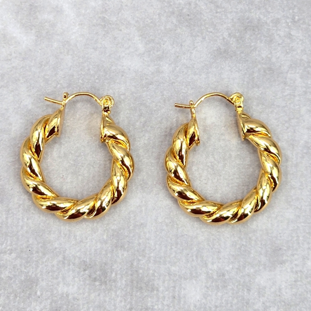 Gold Thick Spiral Hoop‎ Hook Dangle Fashion Jewelry Earrings JB2-92
